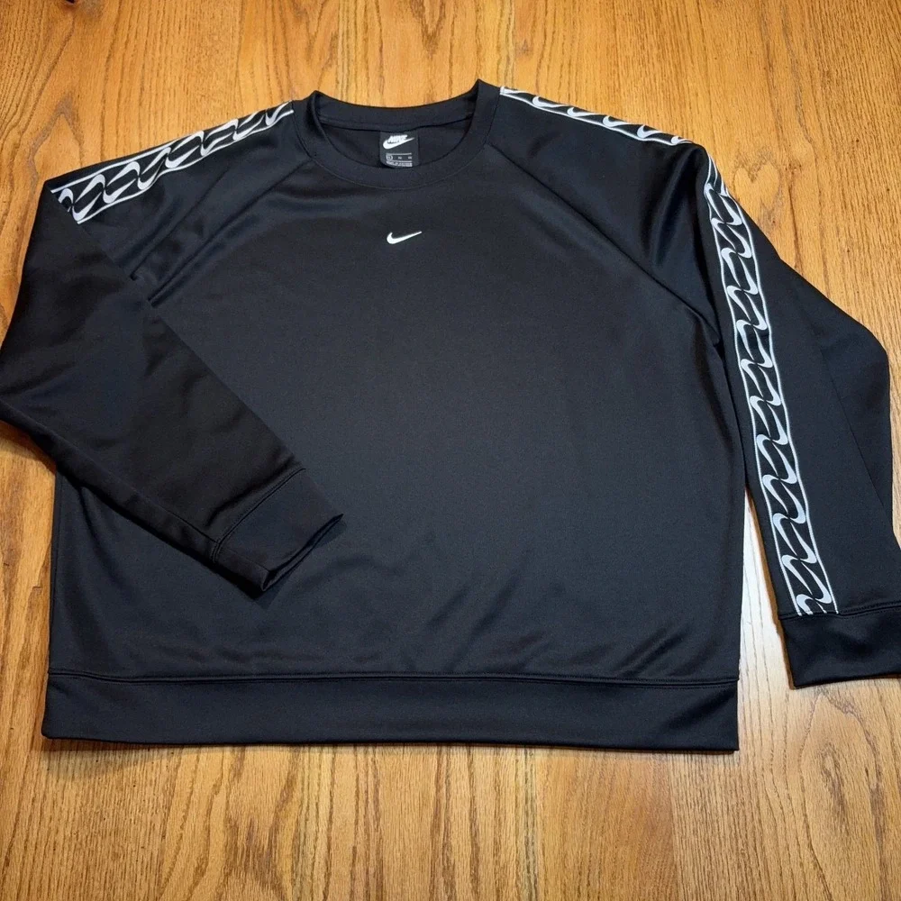 Y2K Nike Center Swoosh Tape‎ Crew Neck Women's XL Sweatshirt Black Athletic
